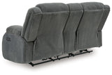 Observation - Double Reclining Power Loveseat With Console - Steel