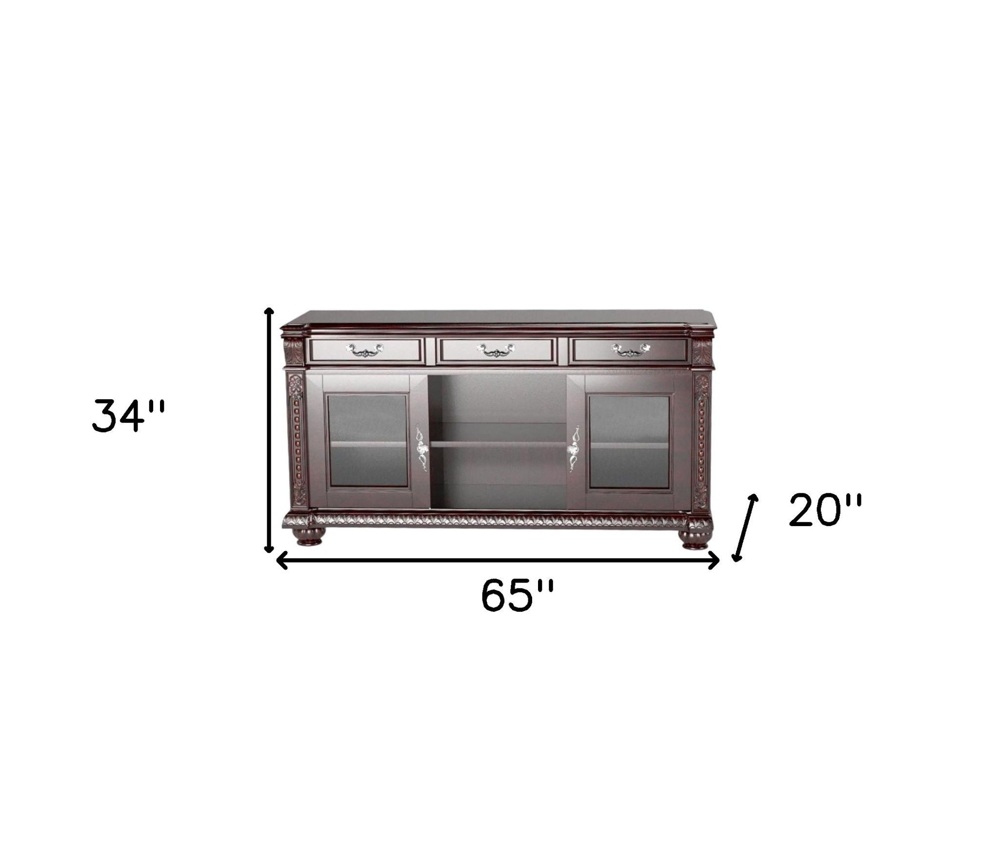 Wood Cabinet Enclosed Storage TV Stand - Dark Brown