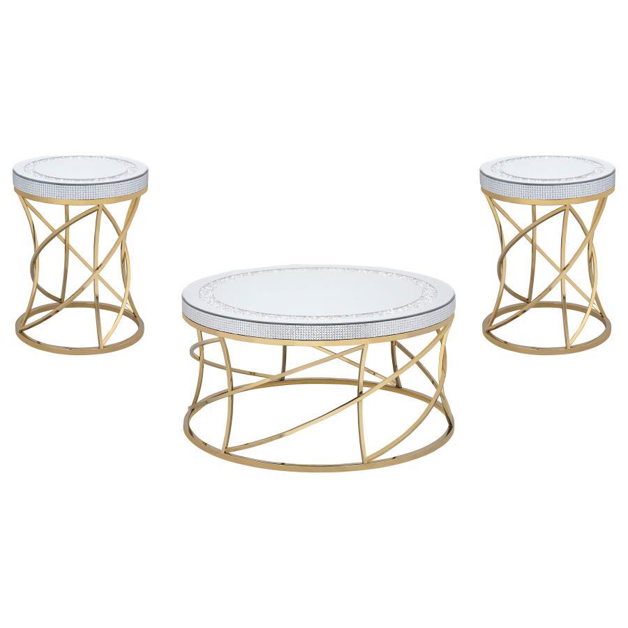 Elise - Round Mirror Top Coffee Table Set by Coaster Fine Furniture | Bel Furniture