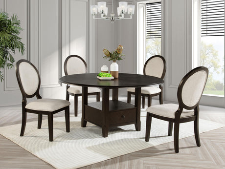 Twyla - Round Dining Set Dark Brown 5 Pc. Table, 4 Chairs by Coaster Fine Furniture | Bel Furniture