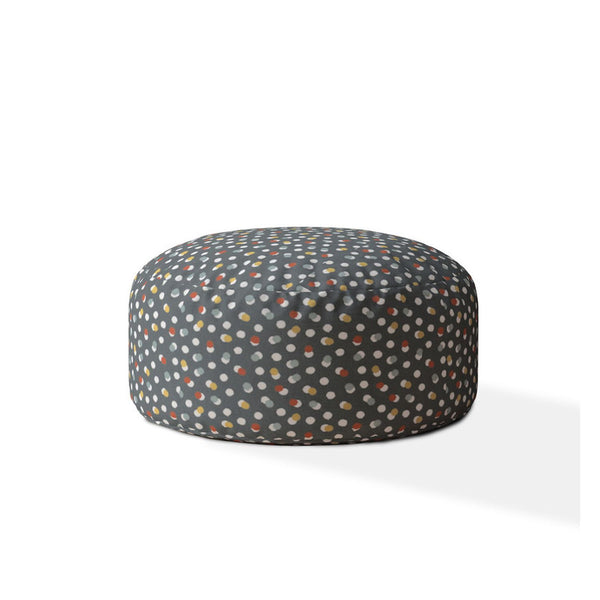 Cotton Round Polka Dots Pouf Cover - Blue