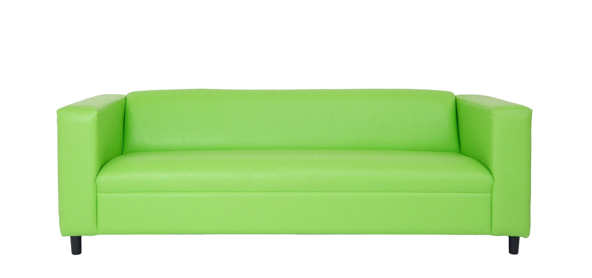 Faux Leather Sofa With Black Legs - Green