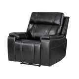 Gary - Power Recliner With Power Recline Motion, Pillow Top Arms, Hidden Cupholders - Black