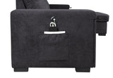 Toby - Woven Fabric Reversible Sleeper Sectional Sofa With Storage Chaise Cup Holder Charging Ports And Pockets