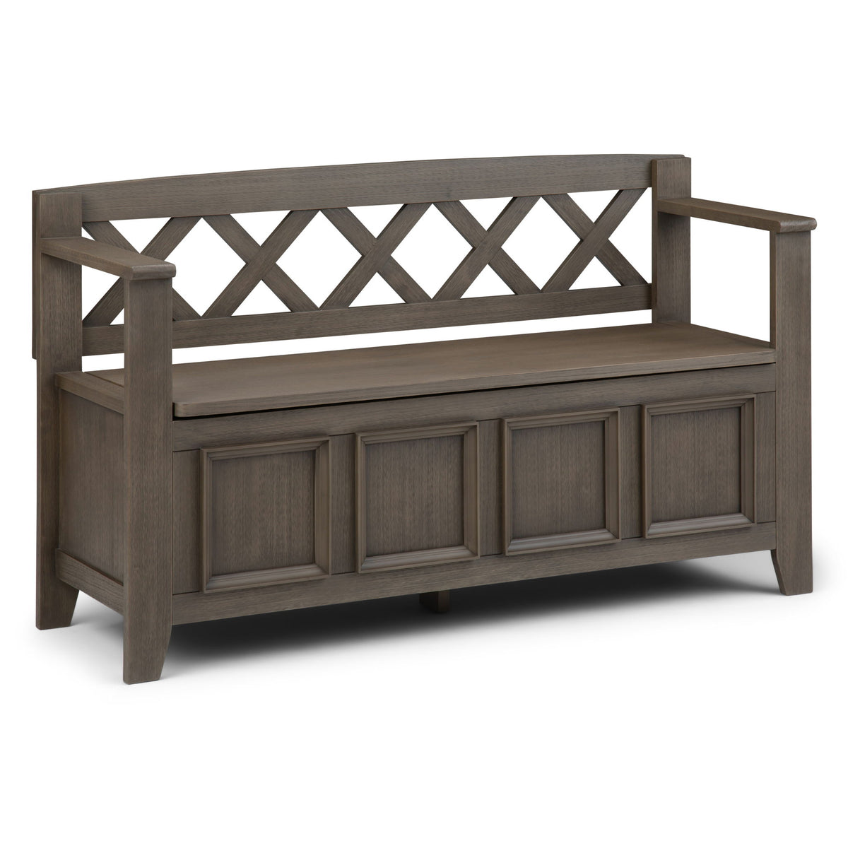 Amherst - Handcrafted Entryway Storage Bench Dark Gray by Simpli-Home | Bel Furniture