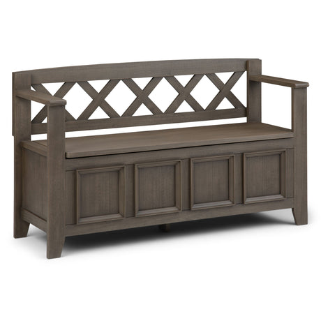 Amherst - Handcrafted Entryway Storage Bench Dark Gray by Simpli-Home | Bel Furniture