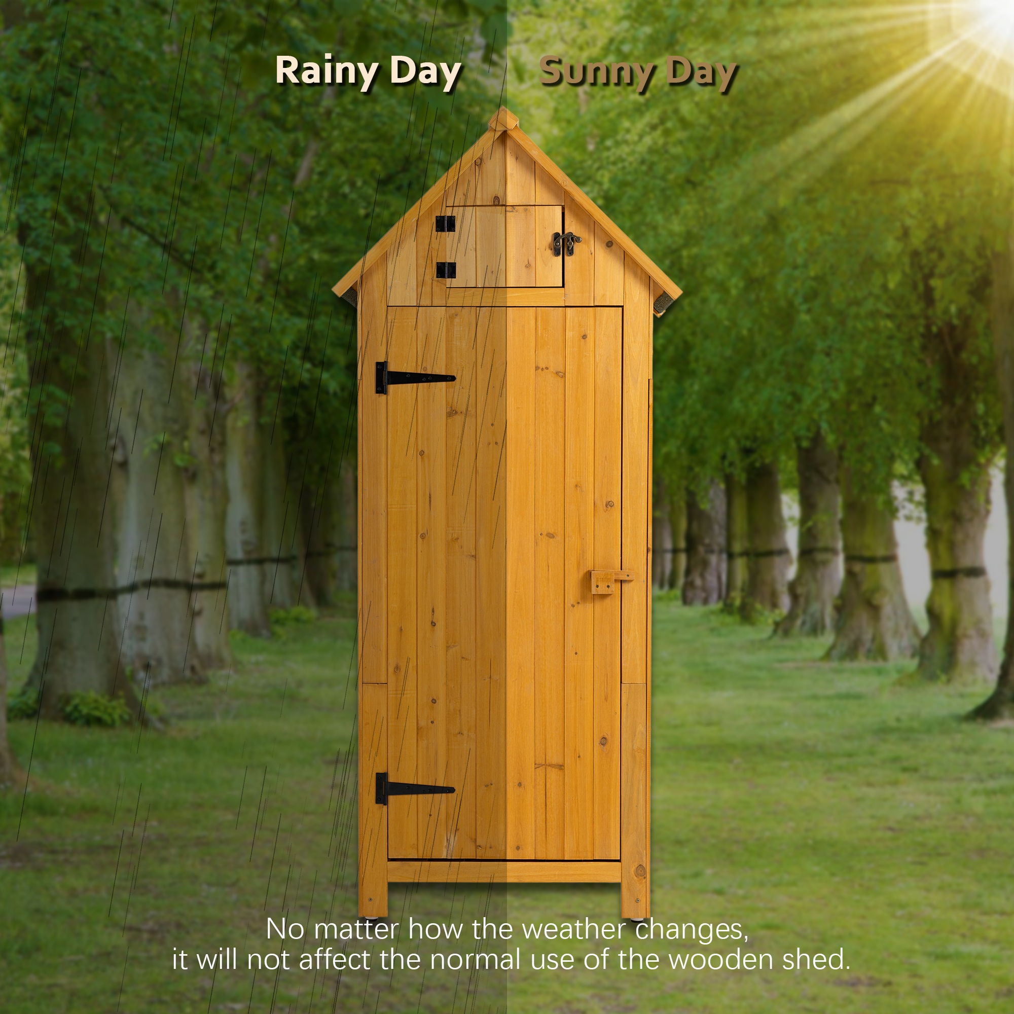 Outdoor Storage Cabinet Tool Shed Wooden Garden Shed - Natural