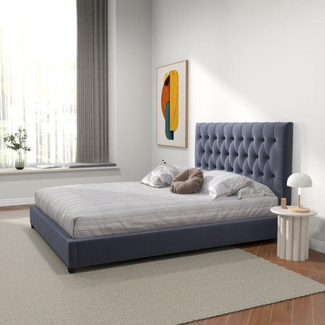 Donald - Mid-Century Modern Upholstered Platform Bed - view 15
