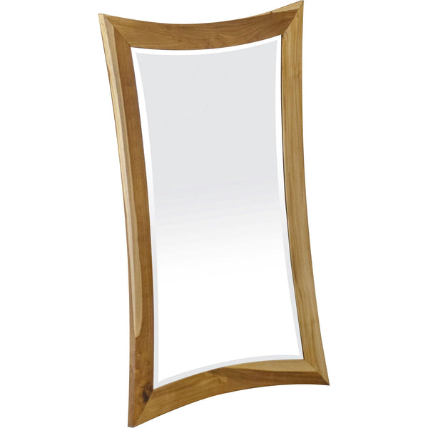 Modern Curves Solid Teak Wall Mirror - Natural