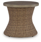Laguna Heights - Round End Table With Umbrella Option - Beige