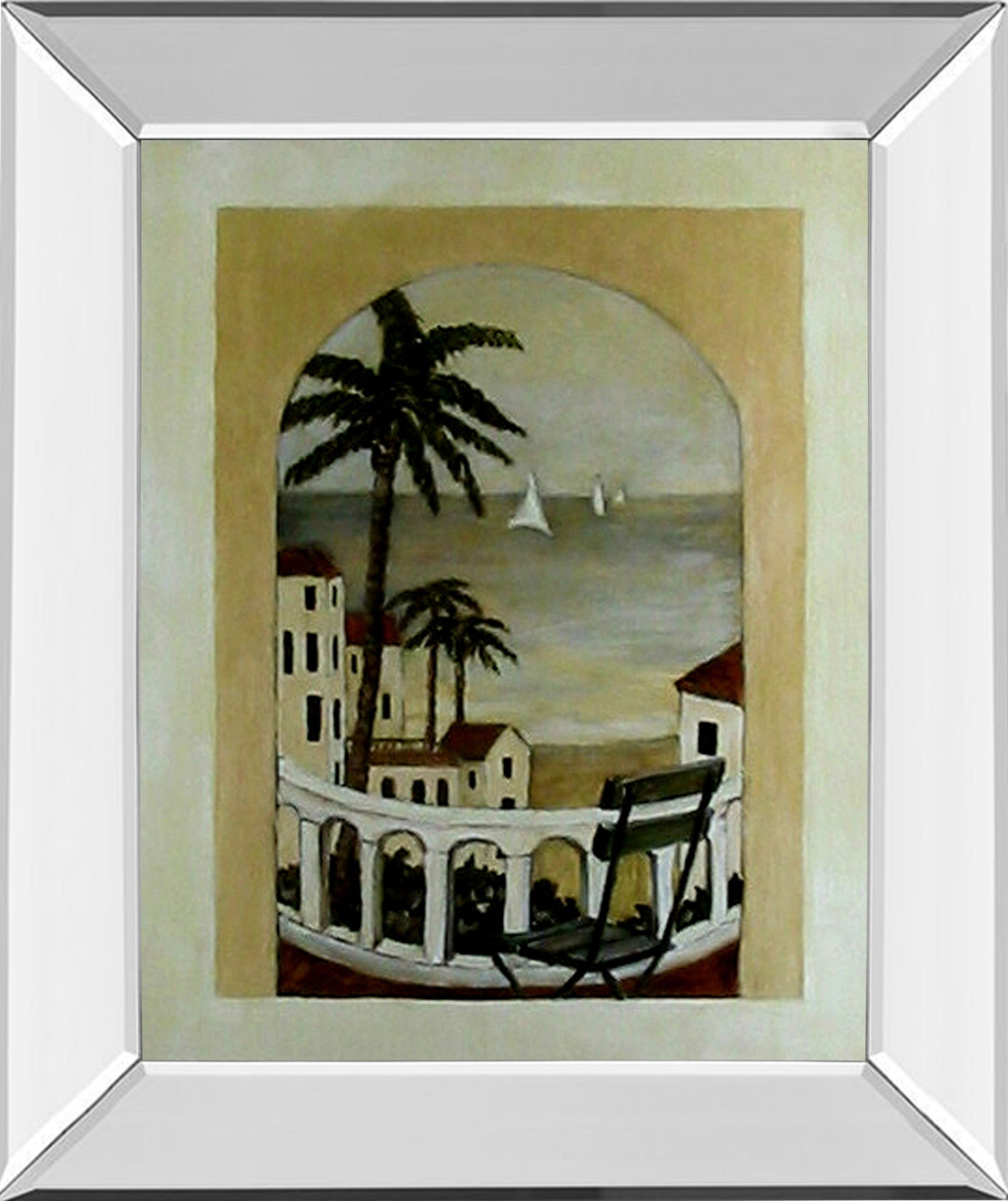 Island Hideaway By Ruane Manning - Mirror Framed Print Wall Art - Beige