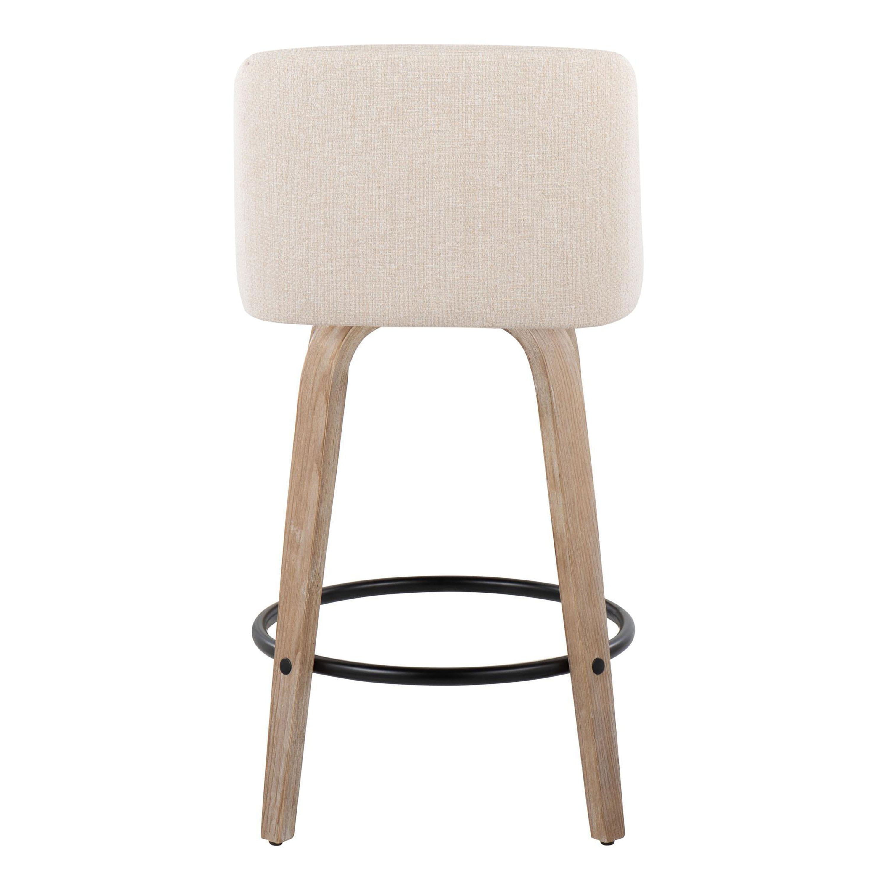 Toriano - Contemporary Fixed-Height Counter Stool & Swivel With Round Footrest (Set of 2)