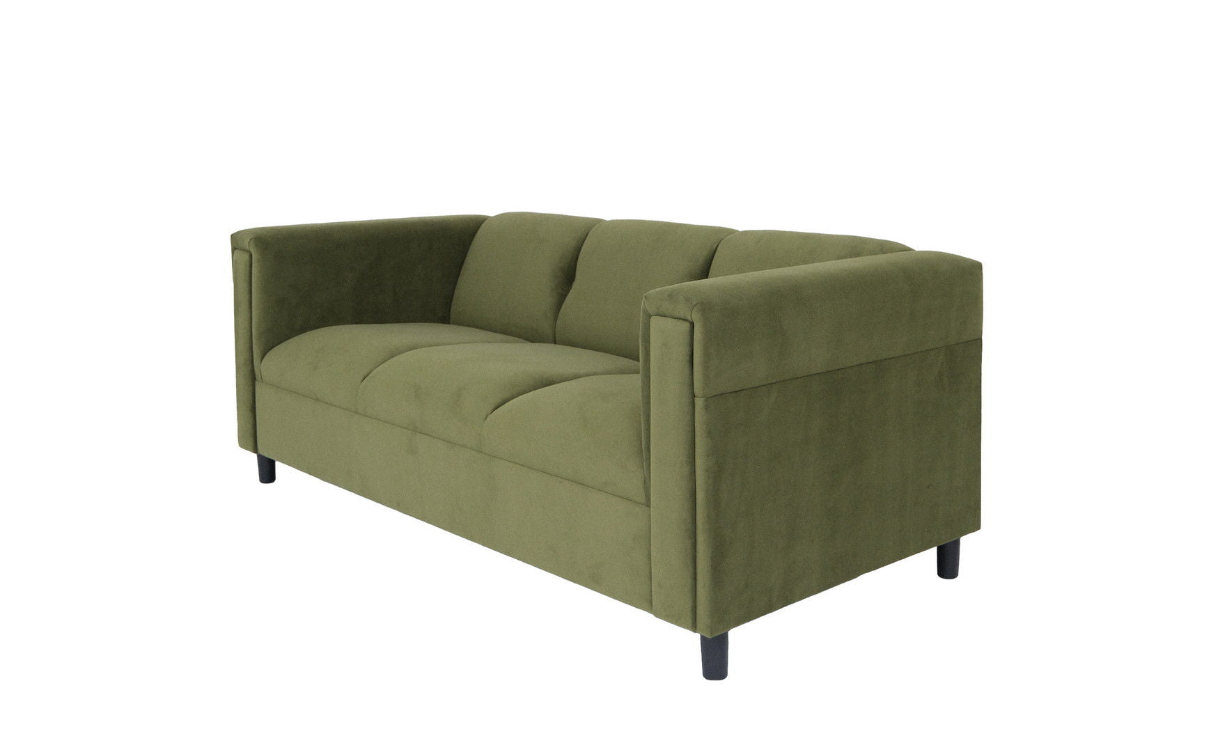 Suede Sofa With Black Legs - Moss Green