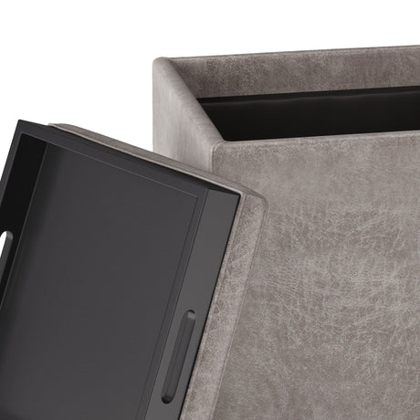 Rockwood - Upholstered Cube Storage Ottoman With Tray - view 58
