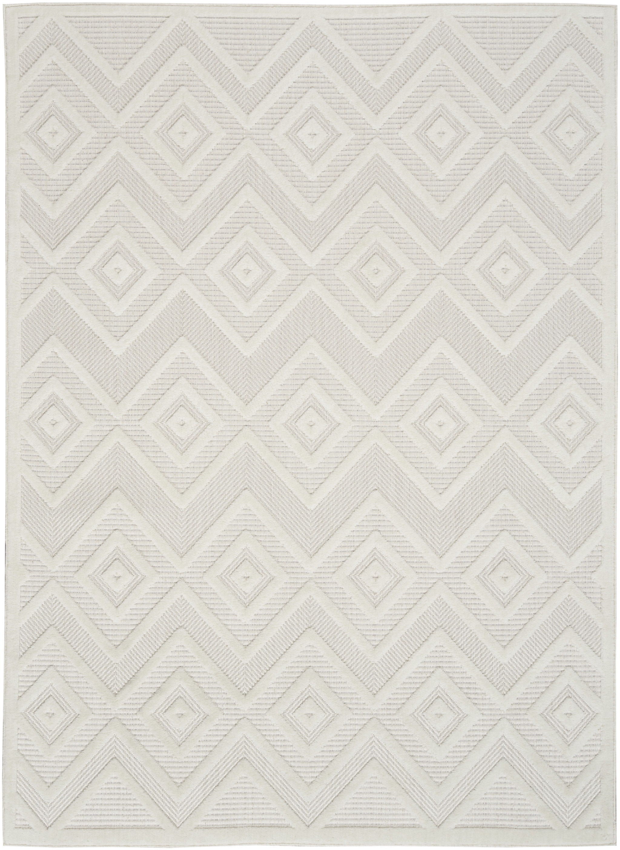 5' X 7' Argyle Indoor / Outdoor Area Rug - Ivory / White