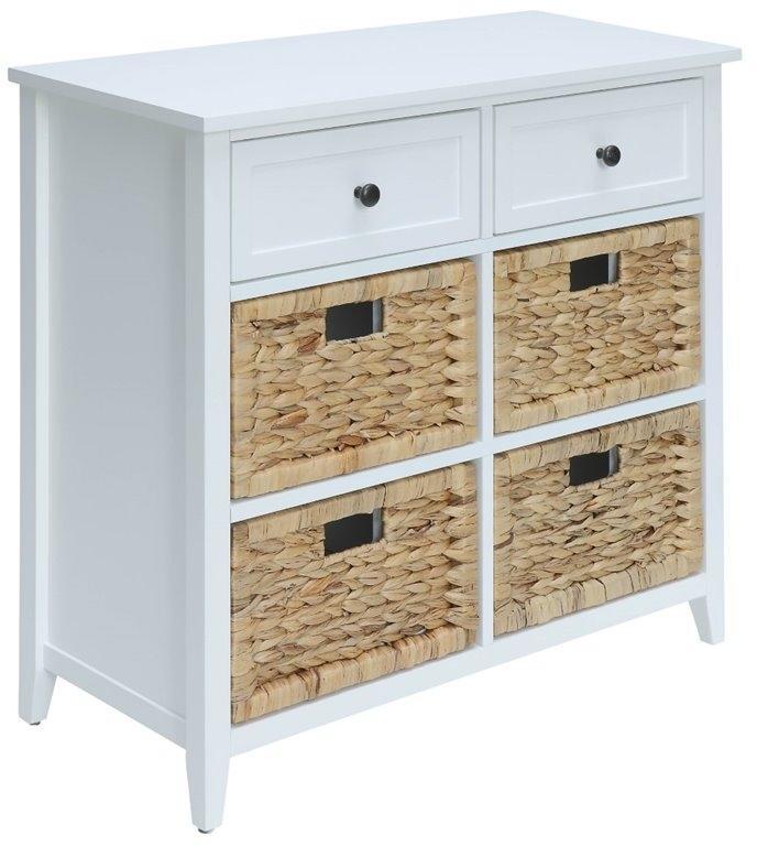 Wood Veneer 6 Drawers Accent Chest - White