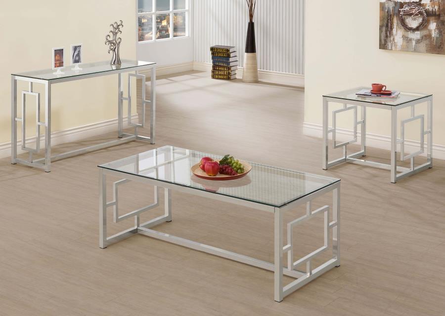 Merced - Rectangular Glass Top Coffee Table - Nickel