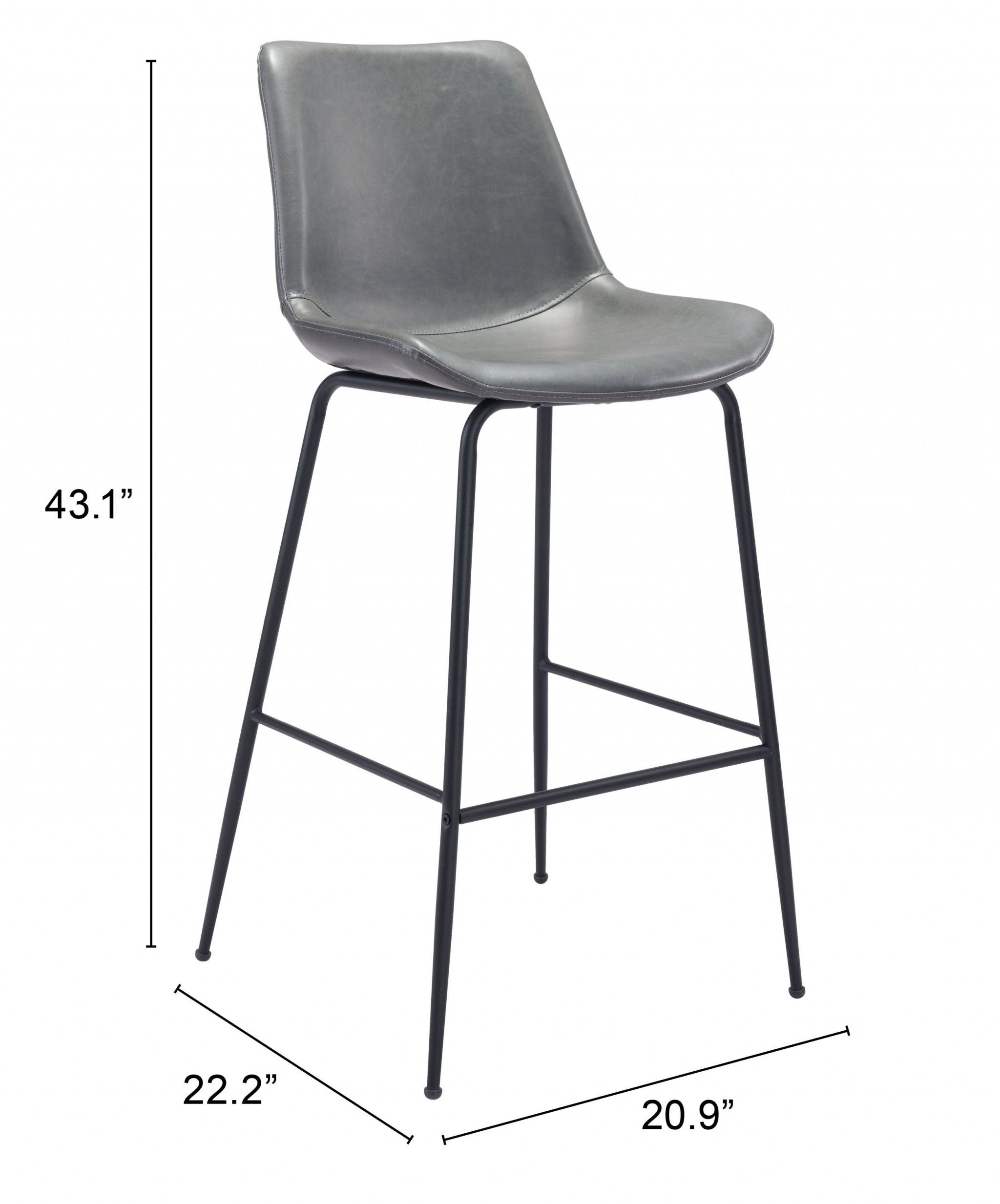 Steel Low Back Bar Height Bar Chair - Gray / Black