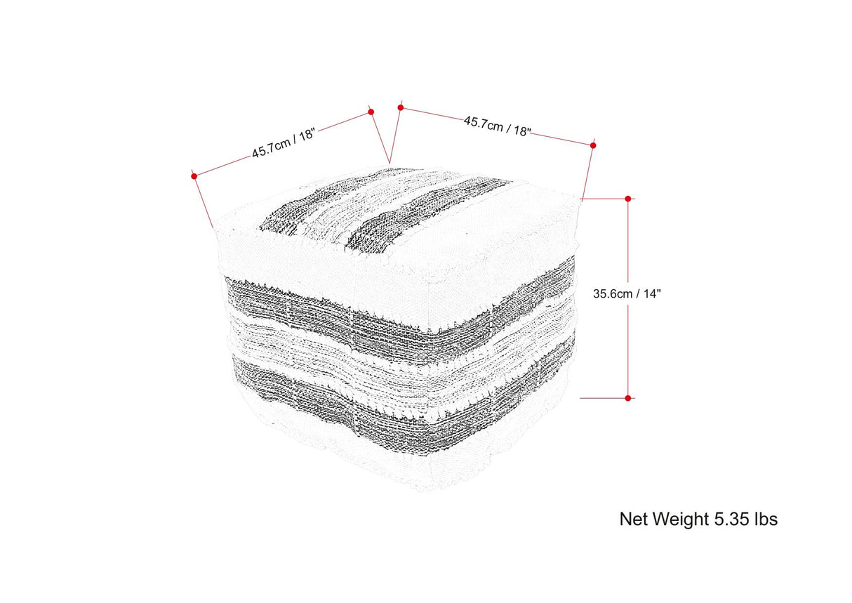 Barley - Square Pouf - White / Beige / Black by Simpli-Home | Bel Furniture