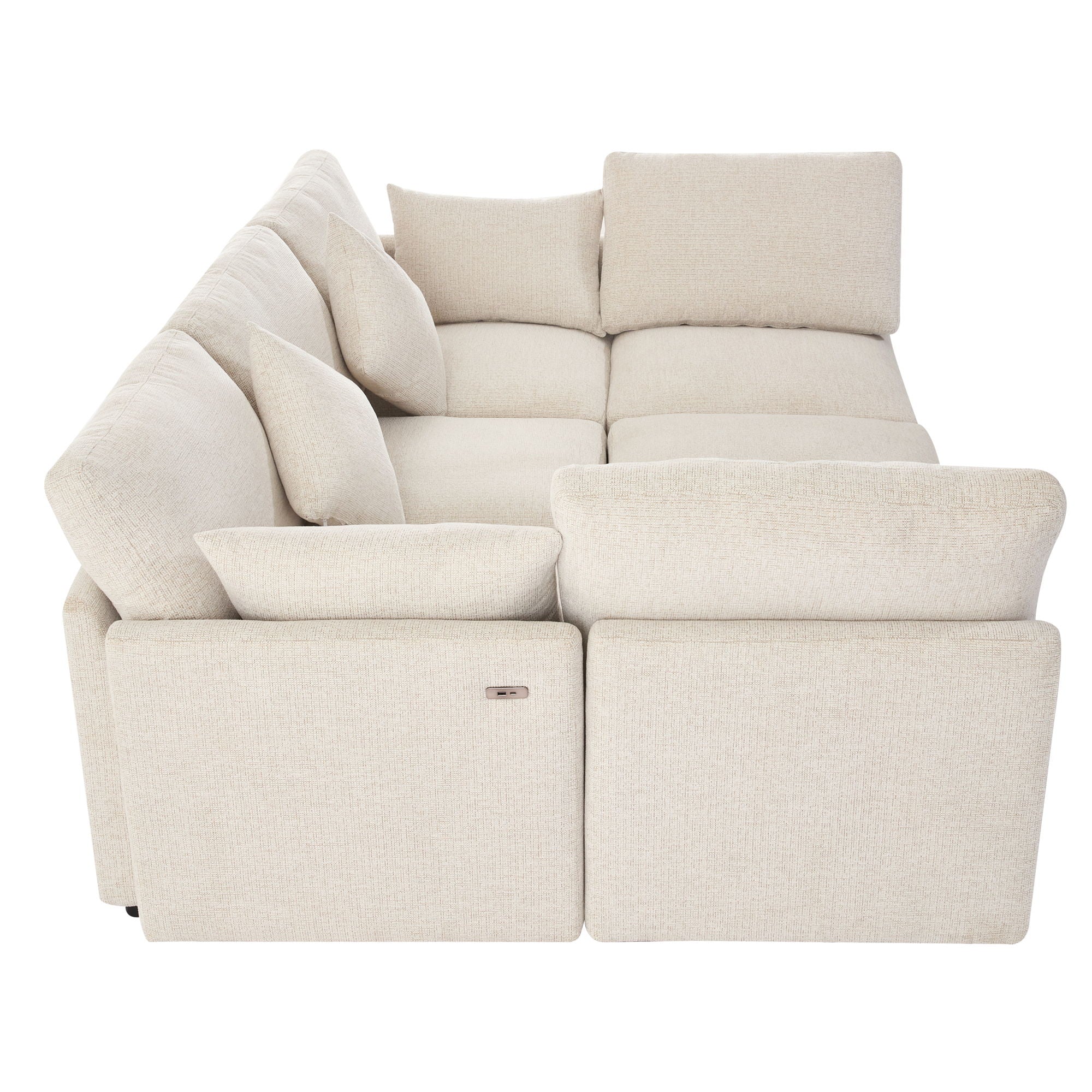 Sectional Sofa Modular Sofa U - Shaped Sofa Couch Sofa Bed L - Shaped Sofa With A Movable Ottoman And Two USB Ports For Living Room