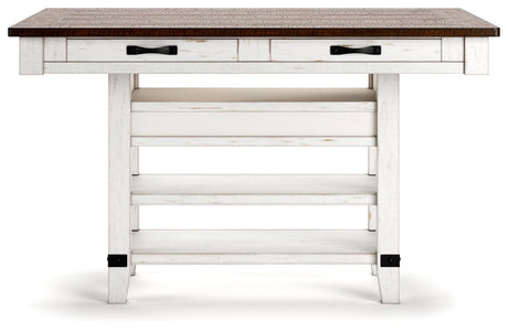 Valebeck - 5 Pc. - Counter Table With Wine Rack, 4 Swivel Stools - White / Brown - view 7