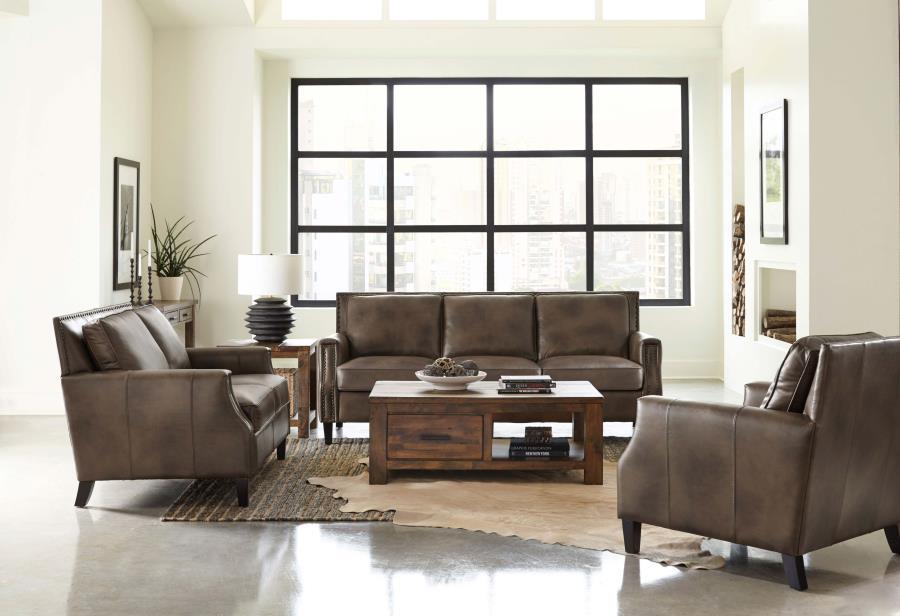 Leaton - Upholstered Recessed Arm Loveseat - Brown Sugar