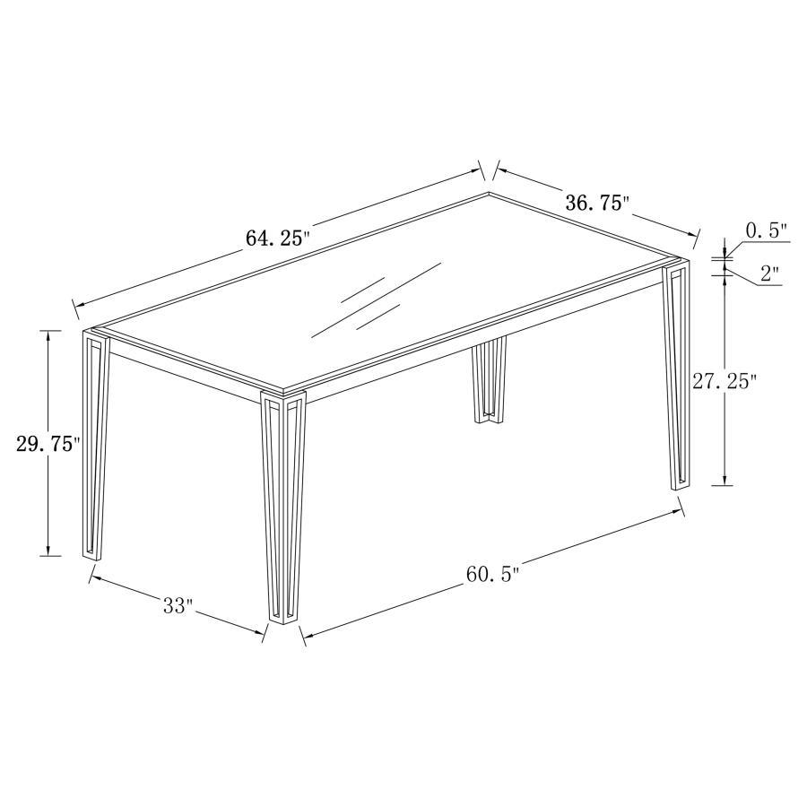 Pauline - Rectangular Glass Top Dining Table - Chrome