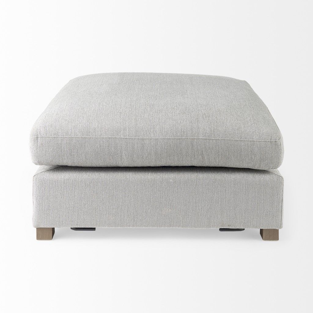 Polyester And Brown Cocktail Ottoman - Light Gray