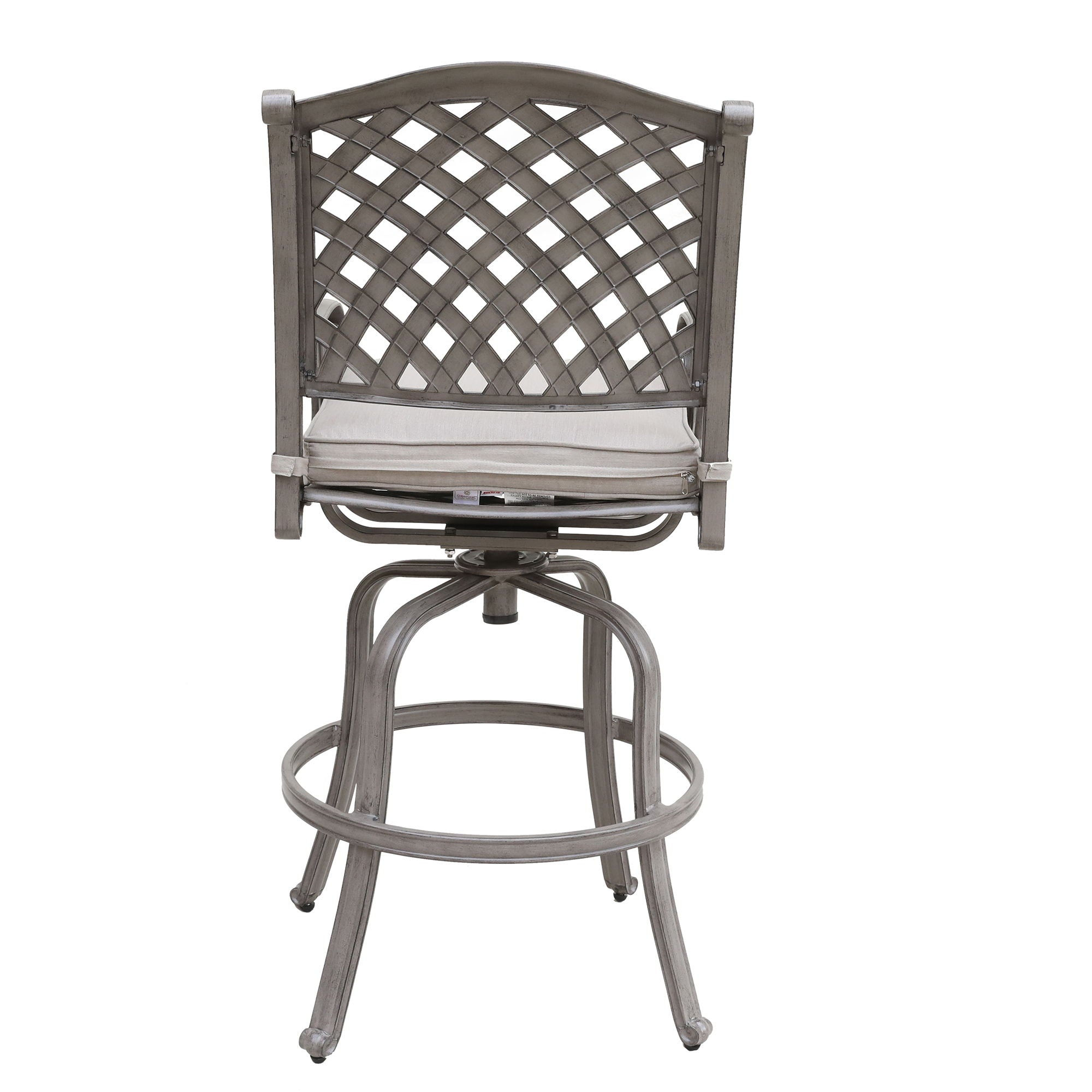 Cast Aluminum Bar Stool With Cushion (Set of 2) - Gray