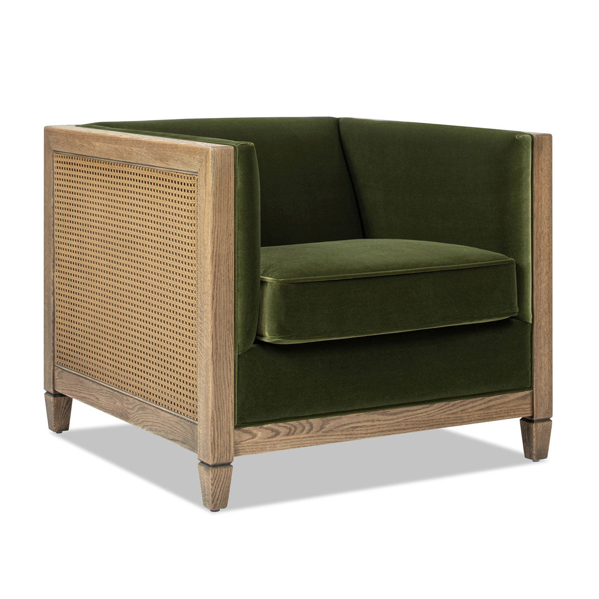 Georgia - Cane Tuxedo Armchair - Olive Green by Jennifer Taylor Home | Bel Furniture