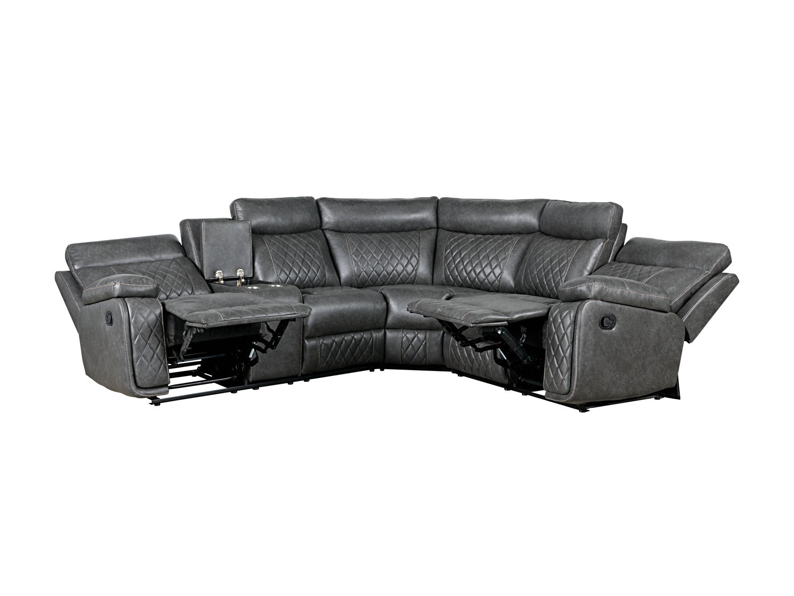 Home Theater Seating Manual Recliner With Cup Holder, Hide - Away Storage PU Reclining Sofa For Living Room, Home Theater