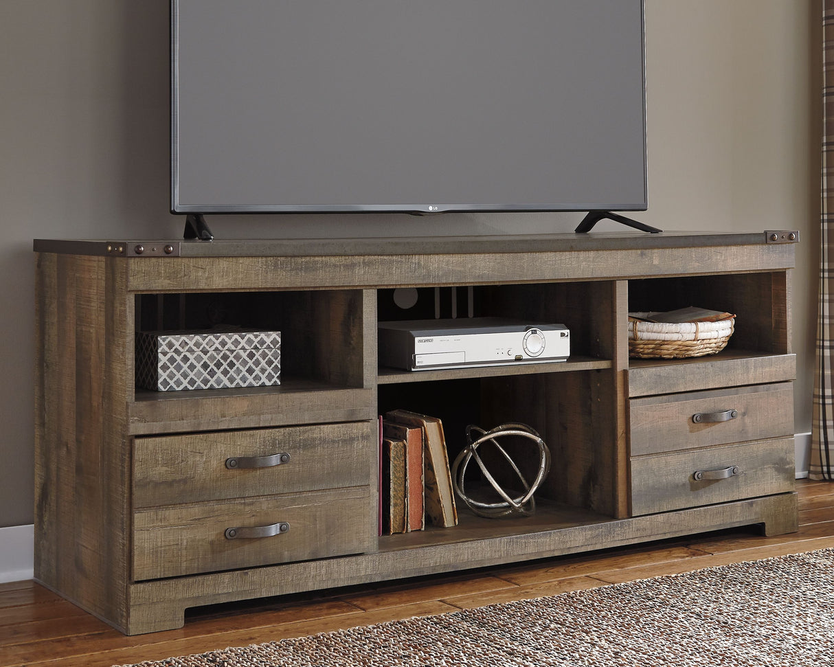 Trinell - Brown - 63" TV Stand With Glass/Stone Fireplace Insert by Signature Design by Ashley® | Bel Furniture