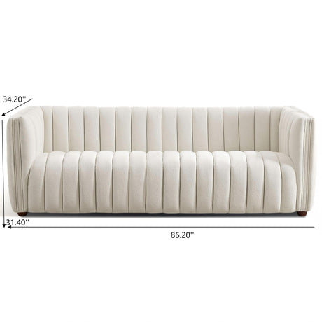 April - Mid-Century Modern Luxury Tight Back Boucle Couch - view 5