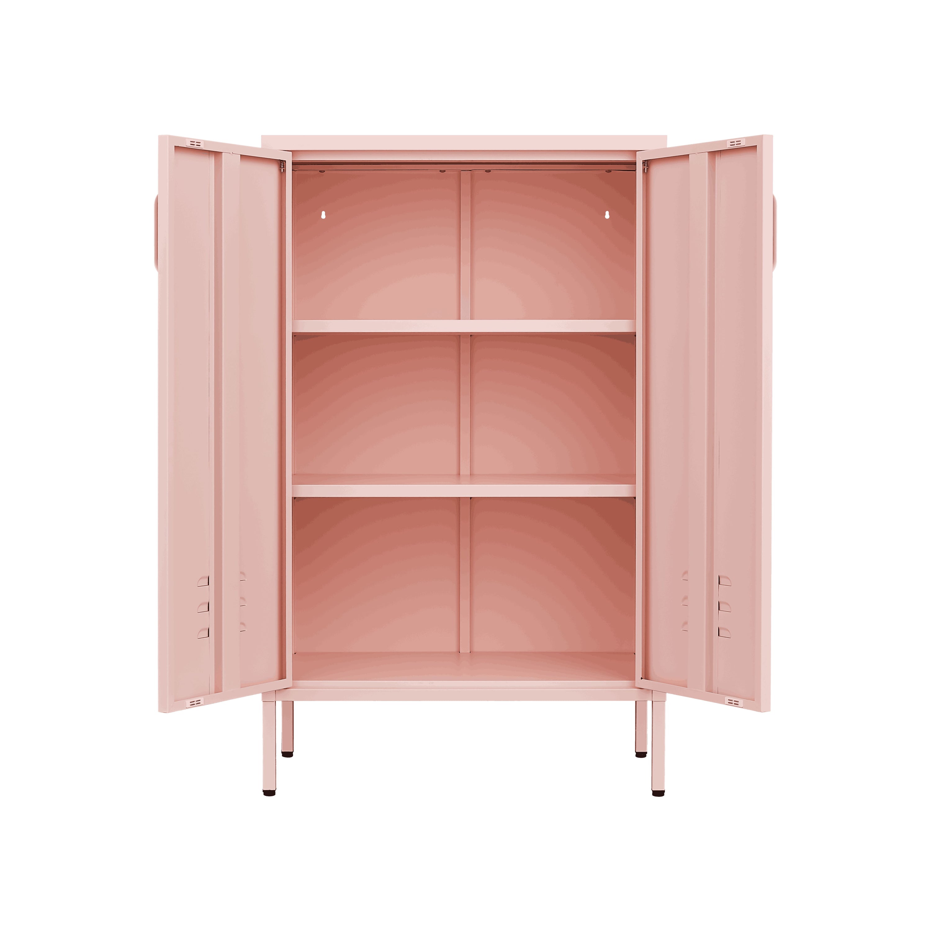 Pink Steel Double Door Cabinet With Handles, With Removable Dividers And Adjustable Height. Suitable For Living Room, Office, Bedroom, Study And Other Places - Pink