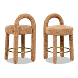 Penny - Round Arched Fully Upholstered Counter Stool (Set of 2) - Orange