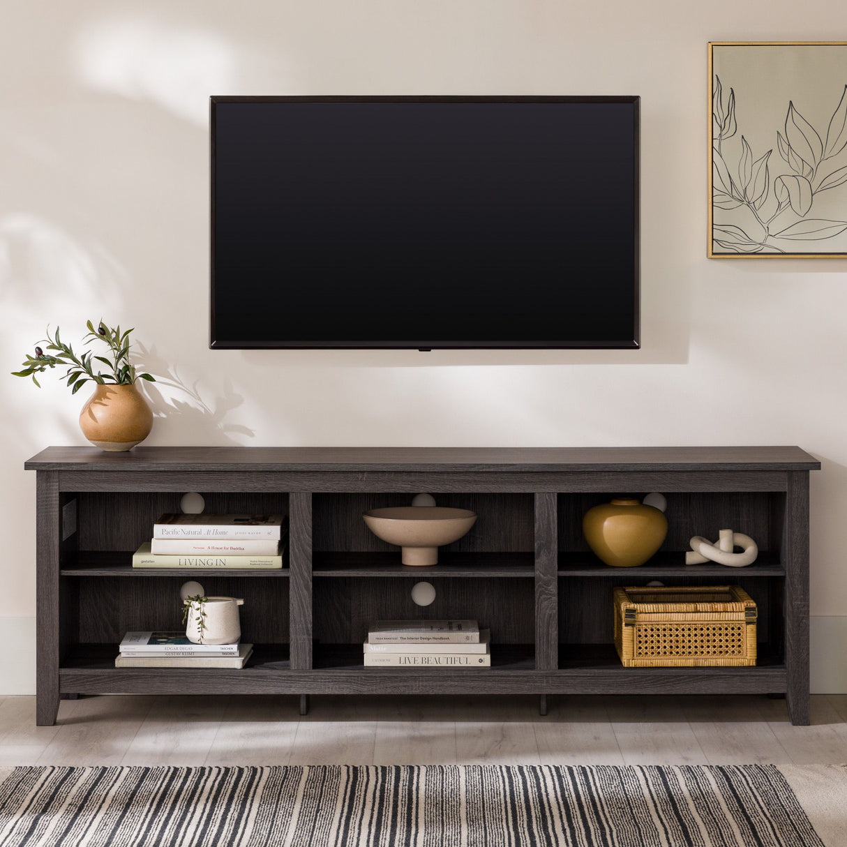Modern Transitional 3 Shelf Open Storage 70" TV Stand For 80" TVs by Walker Edison | Bel Furniture