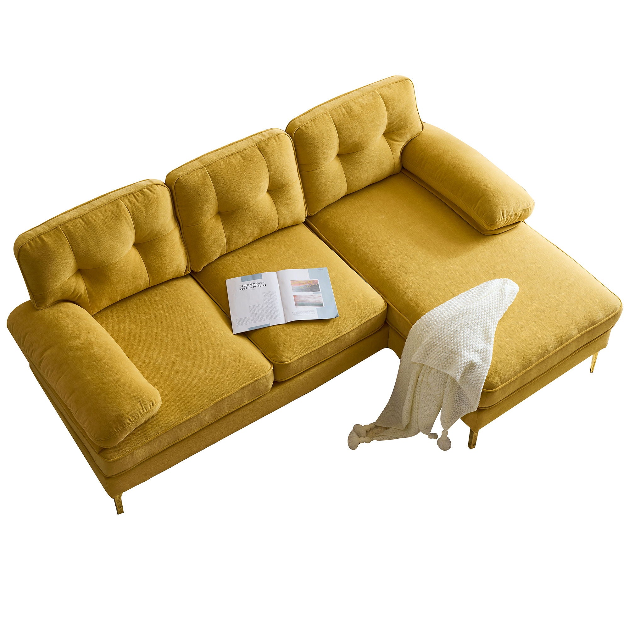 Modern Sectional Sofas Couches Velvet L Shaped Couches For Living Room, Bedroom