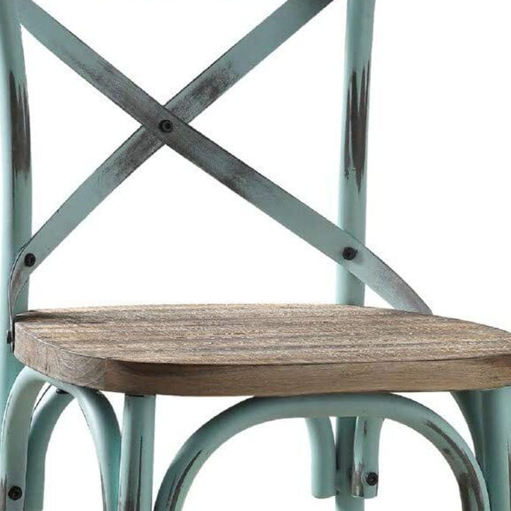 Iron Bar Chair - Brown / Sky Blue