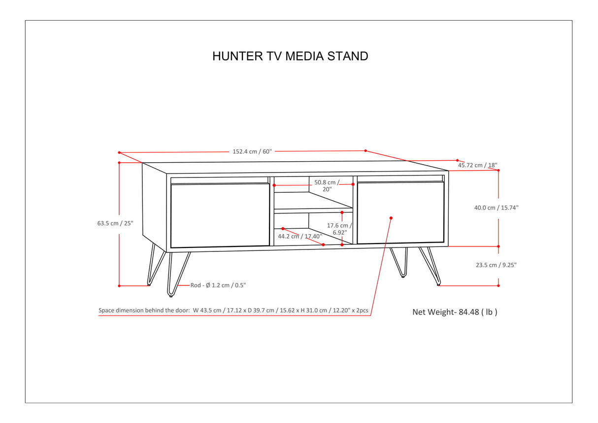Hunter - TV Media Stand - Umber Brown Stain by Simpli-Home | Bel Furniture