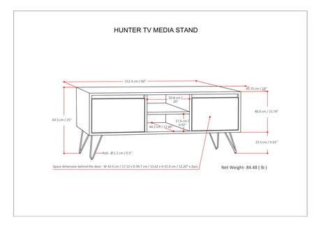 Hunter - TV Media Stand - Umber Brown Stain by Simpli-Home | Bel Furniture