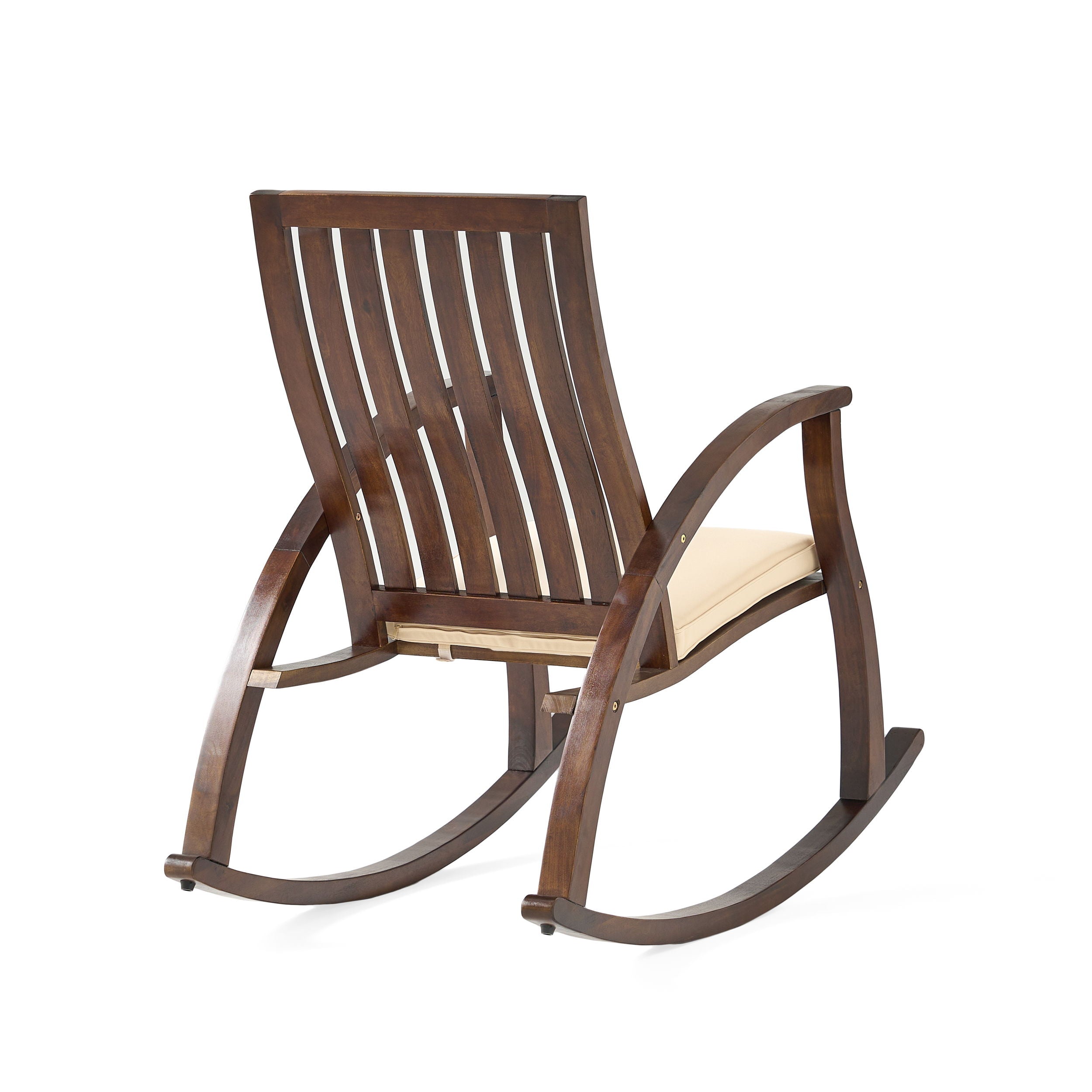 Acacia Wood Rocking Chair With Cushion - Brown