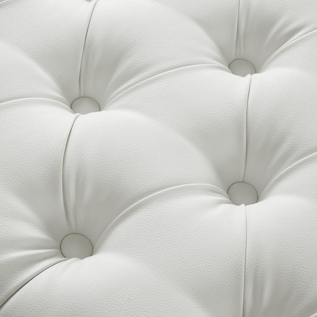 Faux Leather Cocktail Ottoman - White / Clear