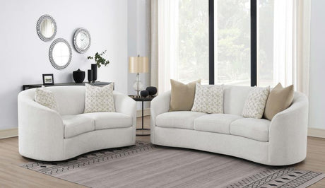 Rainn - Boucle Upholstered Sloped Arm Sofa Set White 2 Pc. Sofa, Loveseat by CoasterEssence | Bel Furniture