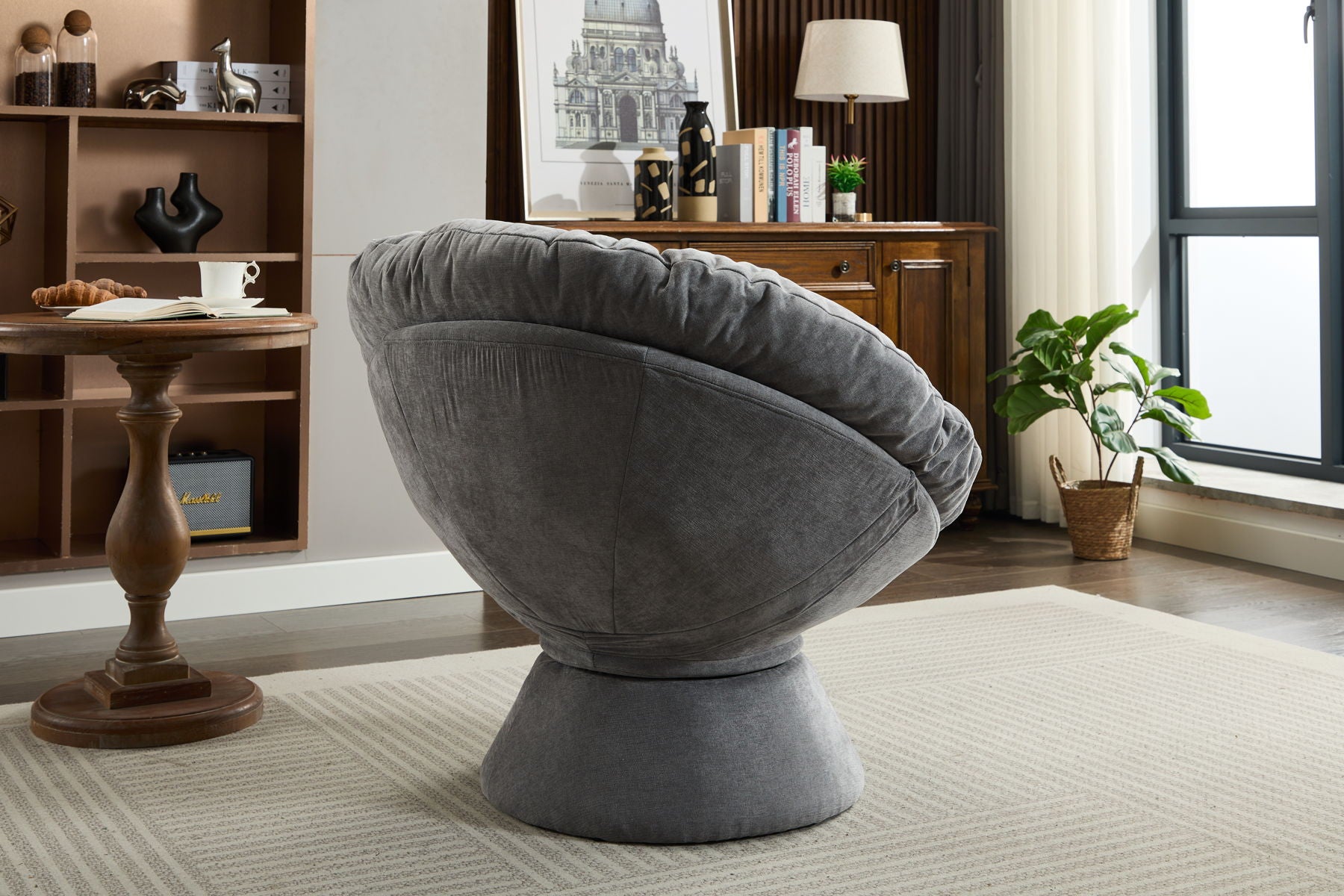 Oversized Swivel Accent Chair, 360 Swivel Barrel Chair, Papasan Chair For Living Room Bedroom