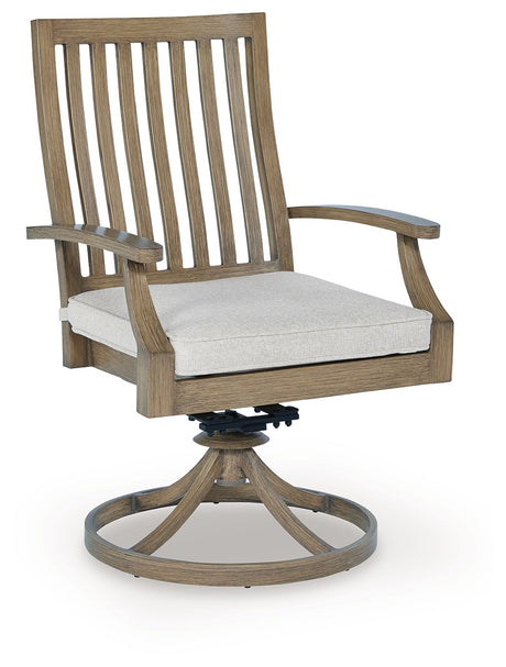 Rainier Ranch - Brown / Beige - Swivel Chair With Cushion (Set of 2) by Signature Design by Ashley® | Bel Furniture