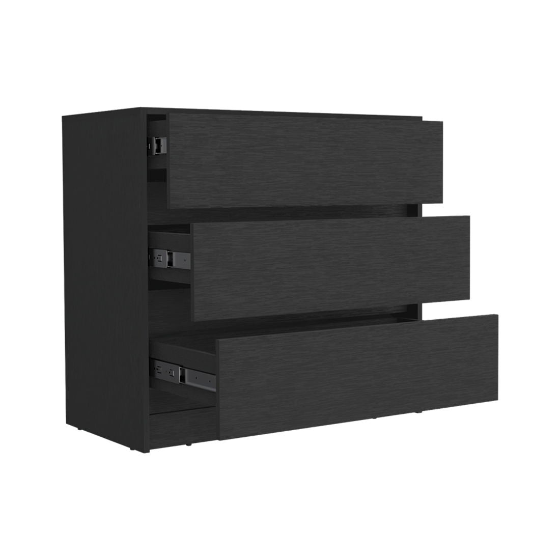 3 Drawer Dresser Wooden - Black