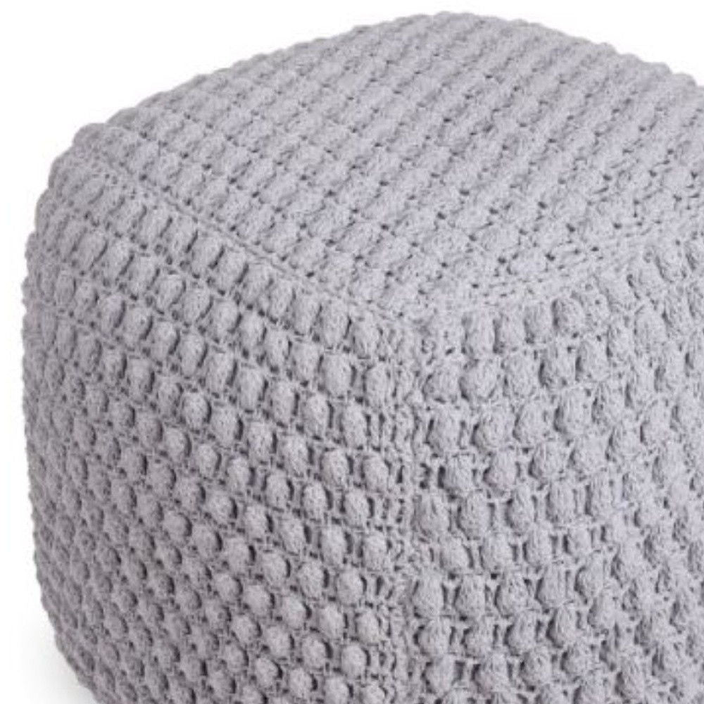 Cotton, Blend Pouf Ottoman - Light Gray