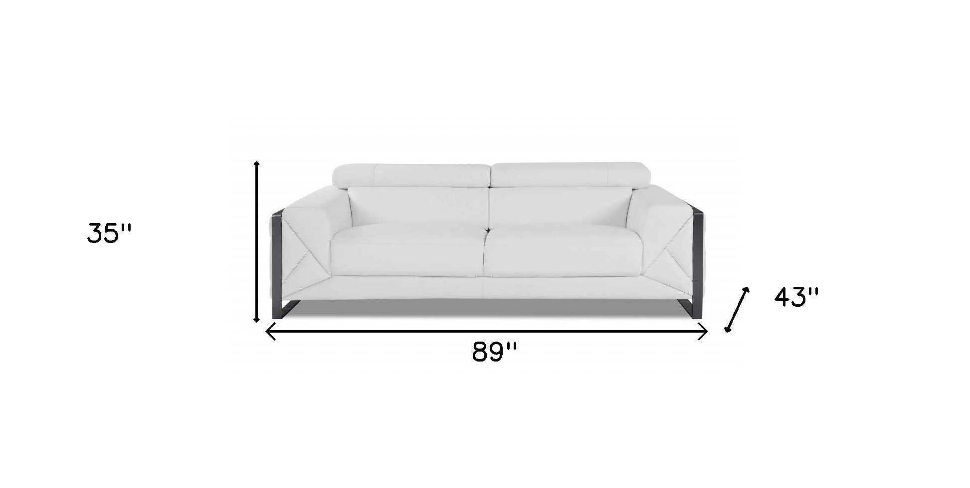 Italian Leather Sofa With Silver - White