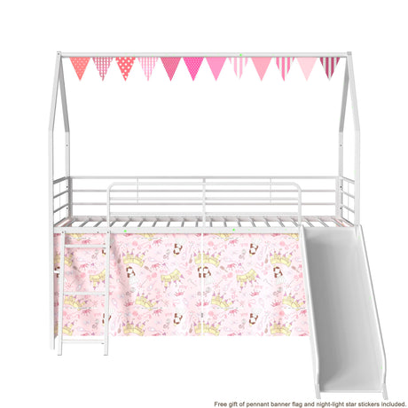 Jack - House Loft Bed With Slide And Curtain Set - view 57
