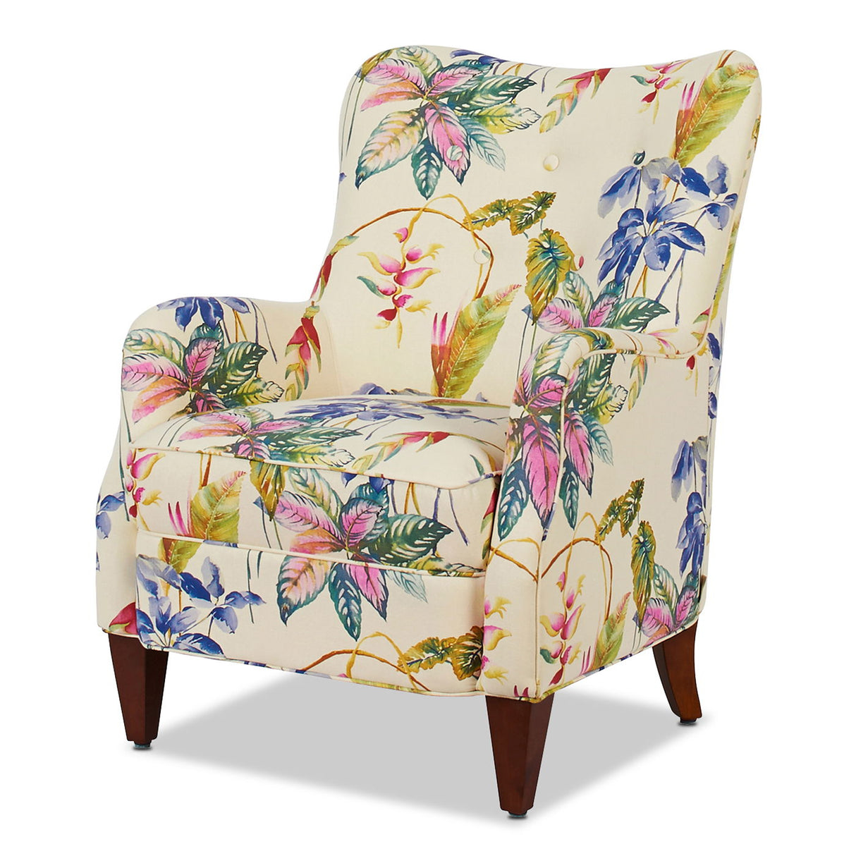 Paradise - Upholstered Arm Chair Floral Printed On Cotton - Off-White by Jennifer Taylor Home | Bel Furniture